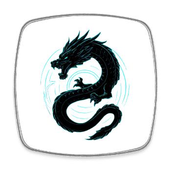 Neon Drache - Viereckiger Kühlschrankmagnet - Weiß - Vorne