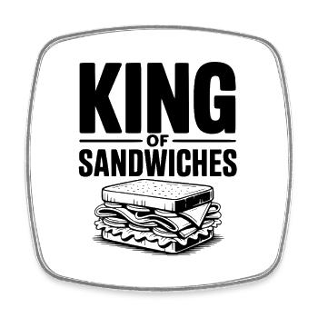 König der Sandwiches - Viereckiger Kühlschrankmagnet - Weiß - Vorne
