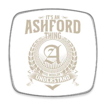 Ashford Wappen Emblem T-Shirt - Viereckiger Kühlschrankmagnet - Weiß - Vorne