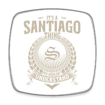 Santiago Crest T-Shirt - Viereckiger Kühlschrankmagnet - Weiß - Vorne