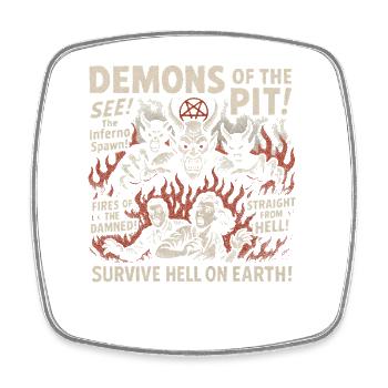 Demons of the Pit Movie Poster Vintage Halloween - Square fridge magnet - white - Front