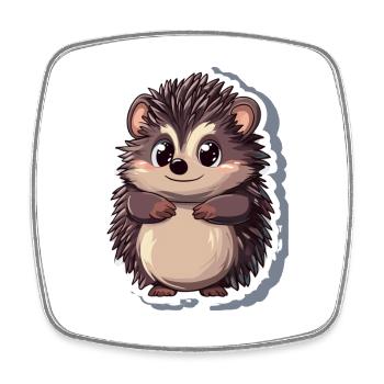 Igel - Viereckiger Kühlschrankmagnet - Weiß - Vorne