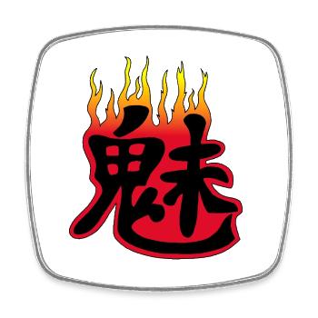 Kanji japonais pour le mot démon - Magnet carré - blanc - Devant