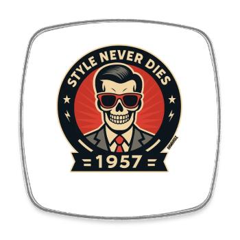 Skull Skeleton in Suit with Style 1957 Retro - Square fridge magnet - white - Front