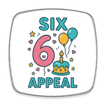 Six 6 Appeal Birthday Party Gift Kids Age 6 - Square fridge magnet - white - Front