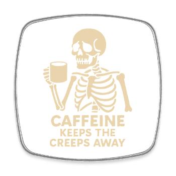 Koffein hält die Grusel von der Halloween-Party fern - Viereckiger Kühlschrankmagnet - Weiß - Vorne