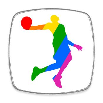 Joueur de basket-ball arc-en-ciel - Magnet carré - blanc - Devant