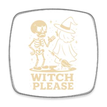 Hexe bitte Skelett Halloween Kostüm Spaß - Viereckiger Kühlschrankmagnet - Weiß - Vorne