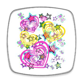 Retro Heart Hearts - Square fridge magnet - white - Front