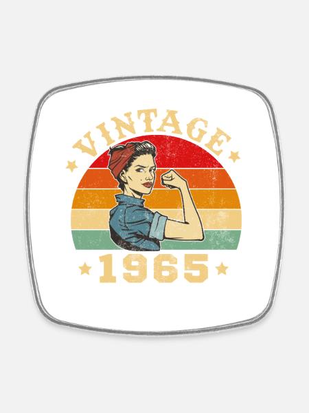 1965 Vintage Retro Frau Geburtstagsgeschenk - Viereckiger Kühlschrankmagnet - Weiß