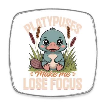 Esthétique amusante Kawaii Platypus - Magnet carré - blanc - Devant