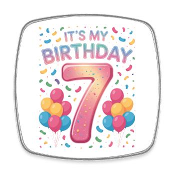 It's My Birthday Kids Birthday 7 Years Girl - Square fridge magnet - white - Front