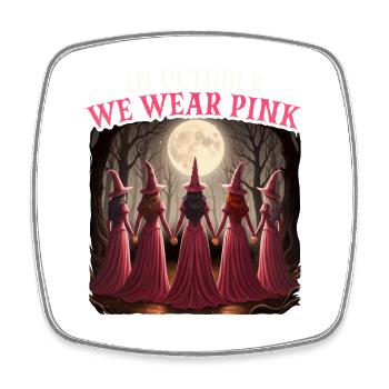 En octobre, nous portons du rose - Halloween Cancer du sein - Magnet carré - blanc - Devant