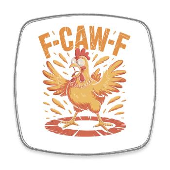 F-CAW-F Lustiges wütendes Huhn Karikatur - Viereckiger Kühlschrankmagnet - Weiß - Vorne
