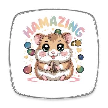 Hamazing Kawaii Hamster Samen Herzen - Viereckiger Kühlschrankmagnet - Weiß - Vorne