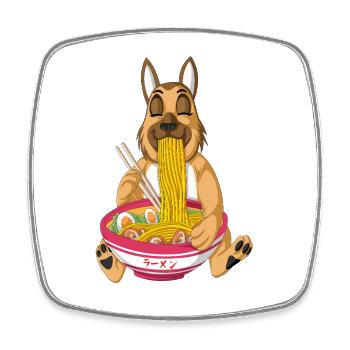 German Shepherd Eating Ramen - Square fridge magnet - white - Front