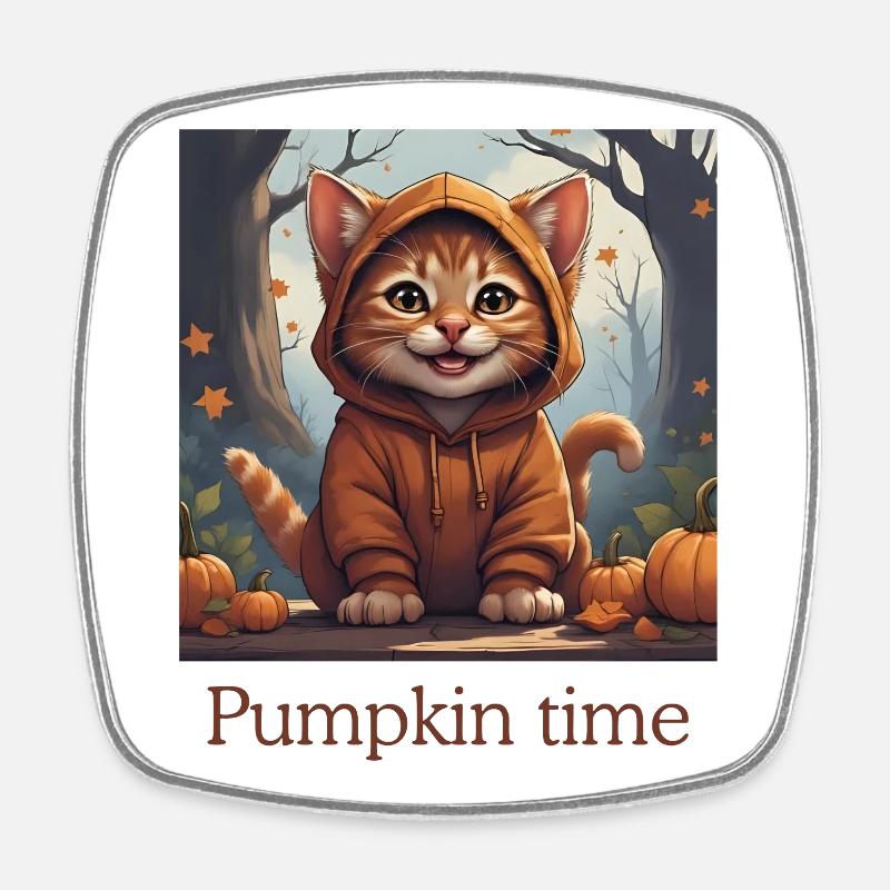 Cute Halloween Cat - Square fridge magnet - white