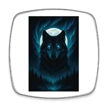 Loup mystique avant la pleine lune - Magnet carré - blanc - Devant