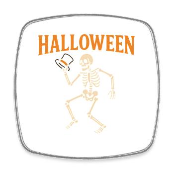 Halloween Skeleton with Top Hat - Square fridge magnet - white - Front