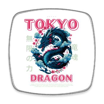 Japanese Dragon - Asian Tokyo Motif - Square fridge magnet - white - Front