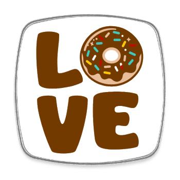 Love Donut Typographic Soft - Square fridge magnet - white - Front