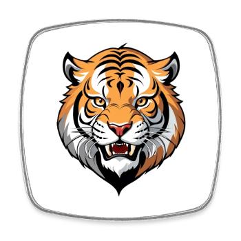 Tigerkopf Grafik Tribal Stil - Viereckiger Kühlschrankmagnet - Weiß - Vorne