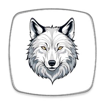 Illustration de tête de loup blanc - Magnet carré - blanc - Devant