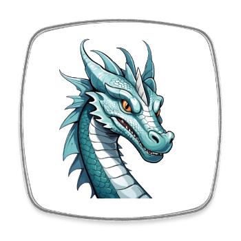 Cobalt Dragon Head Art - Square fridge magnet - white - Front