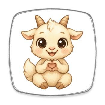 Cute goat with heart hands - Square fridge magnet - white - Front
