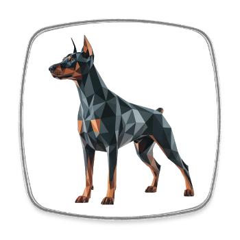 Doberman - Cool Low Poly  Logo - Square fridge magnet - white - Front