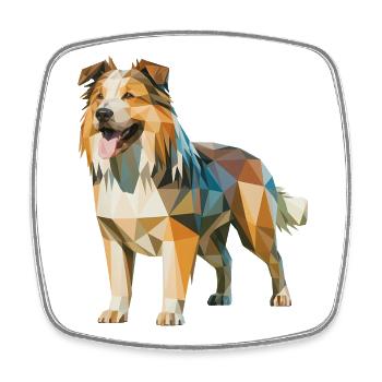 Australian Shepherd - Cool Low Poly  Logo - Square fridge magnet - white - Front