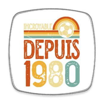 Erstaunlich seit 1980 Vintage Fußball - Viereckiger Kühlschrankmagnet - Weiß - Vorne