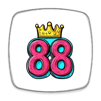 88 Number Crown - Square fridge magnet - white - Front