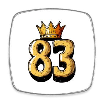 83 Nombre Couronne - Magnet carré - blanc - Devant
