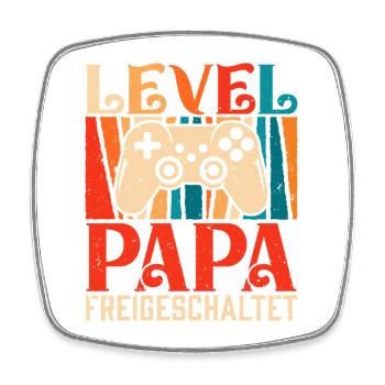 Gambler Dad LEVEL DAD UNLOCKED Retro Funny - Square fridge magnet - white - Front