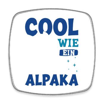 Éventail d’alpaga COOL COMME UN LAMA D’ALPAGA Drôle - Magnet carré - blanc - Devant