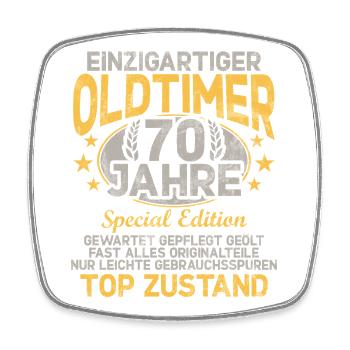 70th Birthday Celebration Fun 70th Anniversary Celebration - Square fridge magnet - white - Front