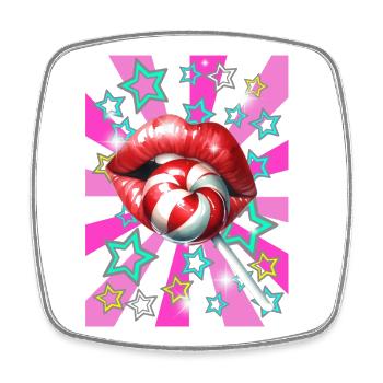 Retro Lollipop Lips Kissable Lips Années 60 - Magnet carré - blanc - Devant