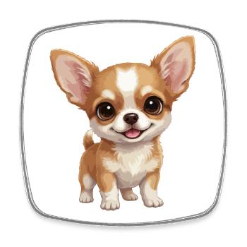 Cute big-eyed Chihuahua puppy - Square fridge magnet - white - Front