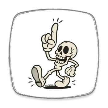 Raised skeleton index finger - Square fridge magnet - white - Front