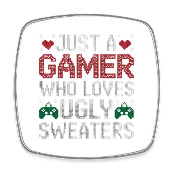 Ugly Christmas Gamer Weihnachten Zocker Gaming - Square fridge magnet - white - Front