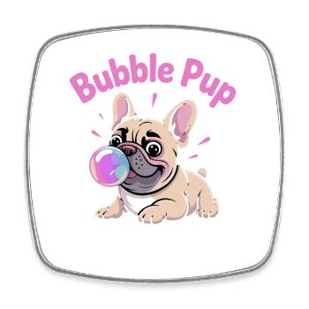 Bubble Pup Bouledogue Français avec bulle de savon - Magnet carré - blanc - Devant