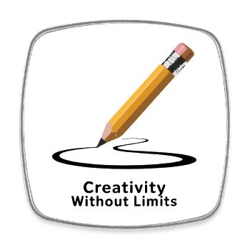 Pencil Sparks Creativity Without Limits - Square fridge magnet - white - Front