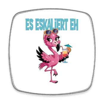 Es Eskaliert Eh Flamingo Party Lustig - Viereckiger Kühlschrankmagnet - Weiß - Vorne