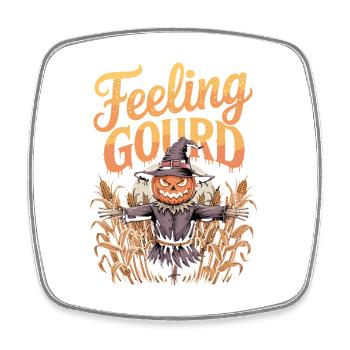 Feeling Gourd Halloween Pumpkin Scarecrow - Square fridge magnet - white - Front