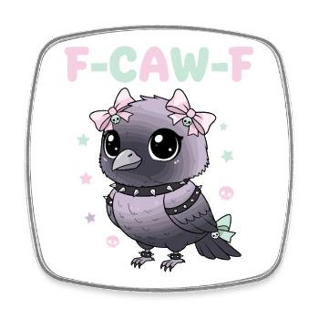 Kawaii Pastell Goth Schwarze Krähe F-Caw-F - Viereckiger Kühlschrankmagnet - Weiß - Vorne