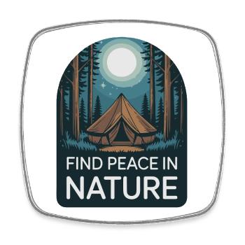 Find Peace in Nature Camp Tee - Square fridge magnet - white - Front