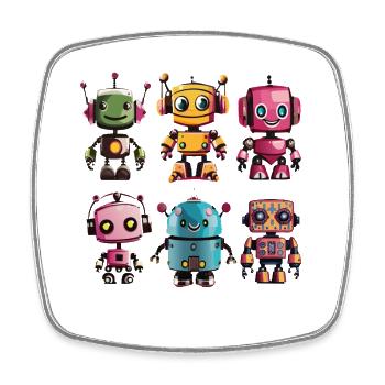 Colonie Robo colorée - Magnet carré - blanc - Devant