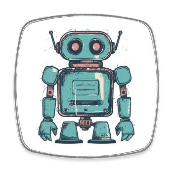 Dessin de robot sarcelle rétro - Magnet carré - blanc - Devant
