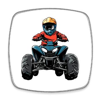 Quad Rider Colorful Off-Road Adventure - Square fridge magnet - white - Front